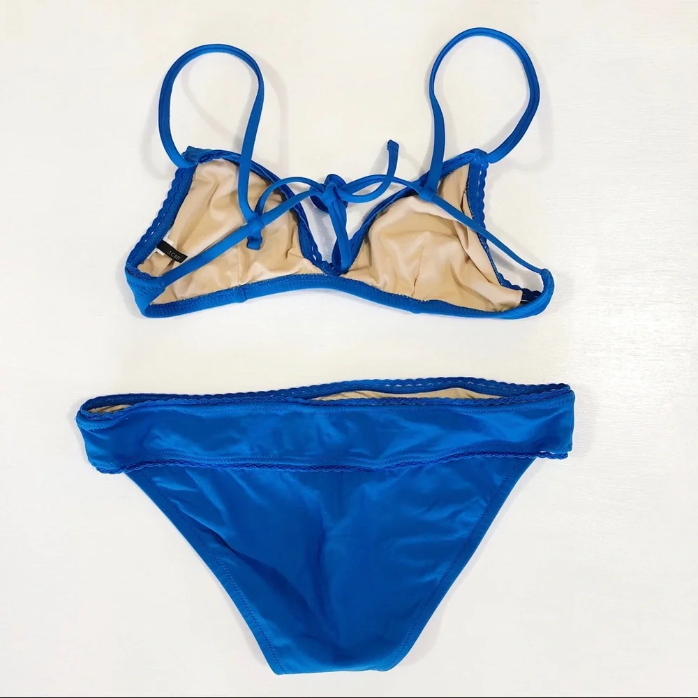 J. crew Rickrack Trim Triangle Bikini Blue - Picture 3 of 7